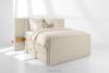 LILIUM PRO Boxspringbett mit LED-Nachttischen Doppelzimmer mittelhart 140 cm Doppelmatratze + Visco-Topper Cordstoff beige beige - Foto 2