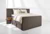 LILIUM PRO Boxspringbett mit LED-Nachttischen Doppelzimmer mittelhart 140 cm Doppelmatratze + Visco-Topper Cordstoff in Braun braun - Foto 2