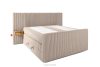 LILIUM PRO Boxspringbett mit LED-Nachttischen Doppelzimmer mittelhart 140 cm Doppelmatratze + Visco-Topper Cordstoff in Taupe taupe - Foto 4