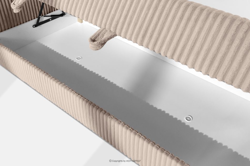 LILIUM PRO Boxspringbett mit LED-Nachttischen Doppelzimmer mittelhart 140 cm Doppelmatratze + Visco-Topper Cordstoff in Taupe taupe - Foto 13