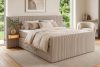LILIUM PRO Boxspringbett mit LED-Nachttischen Doppelzimmer mittelhart 140 cm Doppelmatratze + Visco-Topper Cordstoff in Taupe taupe - Foto 22