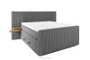 Boxspringbett mit LED-Nachttischen Doppelzimmer hart 140 cm Doppelmatratze + HR-Topper Cordstoff grau