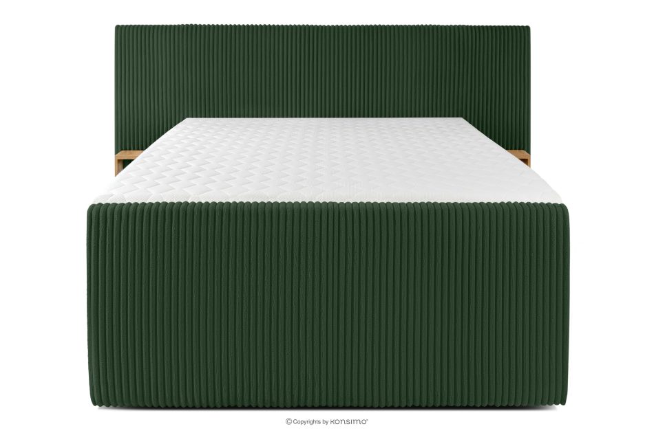 LILIUM PRO Boxspringbett mit LED-Nachttischen Doppelzimmer hart 140 cm Doppelmatratze + HR-Topper Cordstoff dunkelgrün dunkelgrün - Foto 5