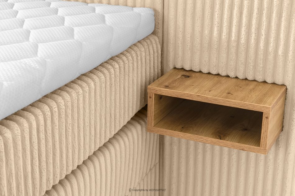 LILIUM PRO Boxspringbett mit LED-Nachttischen Doppelzimmer hart 140 cm Doppelmatratze + HR-Topper Cordstoff in Sand sandfarben - Foto 17