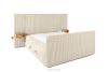 LILIUM PRO Boxspringbett mit LED-Nachttischen Doppelzimmer hart 140 cm Doppelmatratze + HR-Topper Cordstoff beige beige - Foto 5