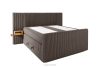 LILIUM PRO Boxspringbett mit LED-Nachttischen Doppelzimmer hart 140 cm Doppelmatratze + HR-Topper Cordstoff in Braun braun - Foto 4