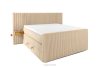LILIUM PRO Boxspringbett mit LED-Nachttischen Doppelzimmer hart 140 cm Doppelmatratze + Visco-Topper aus Cordstoff sandfarben sandfarben - Foto 1