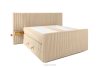 LILIUM PRO Boxspringbett mit LED-Nachttischen Doppelzimmer hart 140 cm Doppelmatratze + Visco-Topper aus Cordstoff sandfarben sandfarben - Foto 4