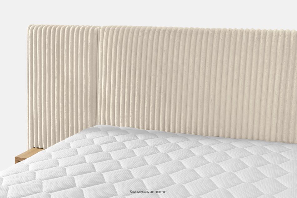 LILIUM PRO Boxspringbett mit LED-Nachttischen Doppelzimmer hart 140 cm Doppelmatratze + Visco-Topper aus Cordstoff beige beige - Foto 10