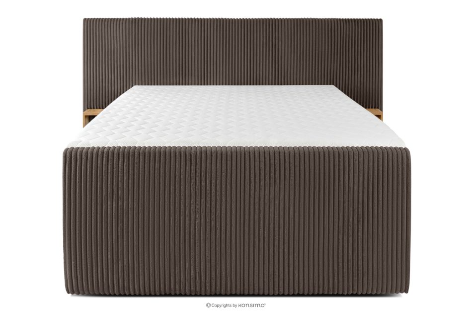 LILIUM PRO Boxspringbett mit LED-Nachttischen Doppelzimmer hart 140 cm Doppelmatratze + Visco-Topper Cordstoff braun braun - Foto 5