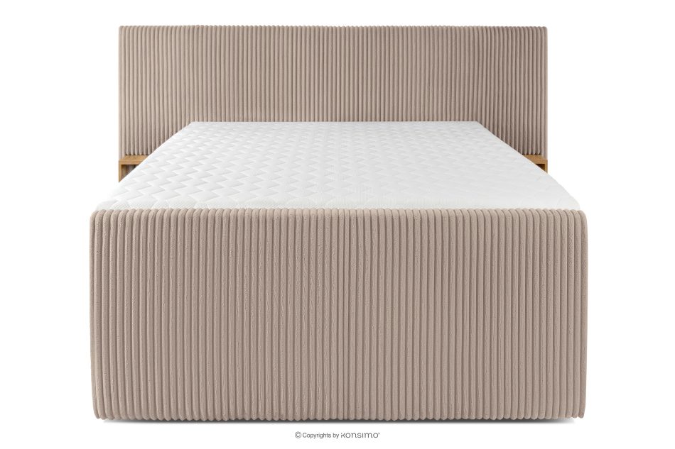 LILIUM PRO Boxspringbett mit LED-Nachttischen Doppelzimmer hart 140 cm Doppelmatratze + Visco-Topper aus Cordstoff taupe taupe - Foto 5