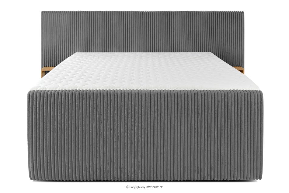 LILIUM PRO Boxspringbett mit LED-Nachttischen Doppelzimmer mittelhart 160 cm Doppelmatratze + HR-Topper Cordstoff in Grau grau - Foto 5