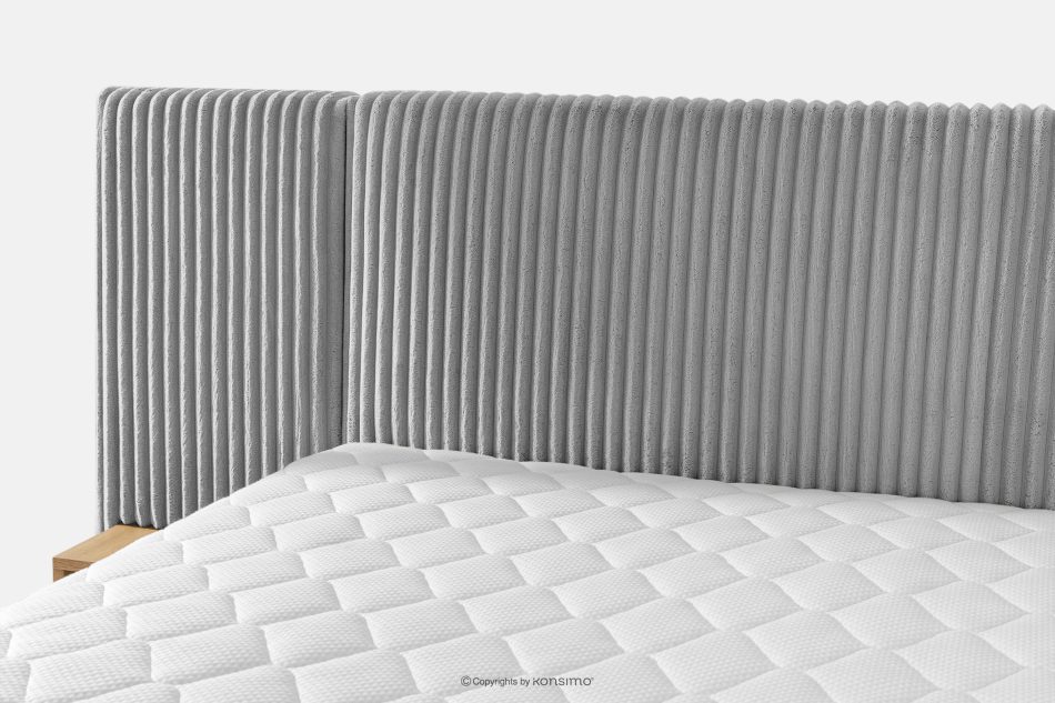 LILIUM PRO Boxspringbett mit LED-Nachttischen Doppelzimmer mittelhart 160 cm Doppelmatratze + HR-Topper Cordstoff in Hellgrau hellgrau - Foto 10