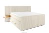 LILIUM PRO Boxspringbett mit LED-Nachttischen Doppelzimmer mittelhart 160 cm Doppelmatratze + HR-Topper Cordstoff weiß/ecru weiß/ecru - Foto 1