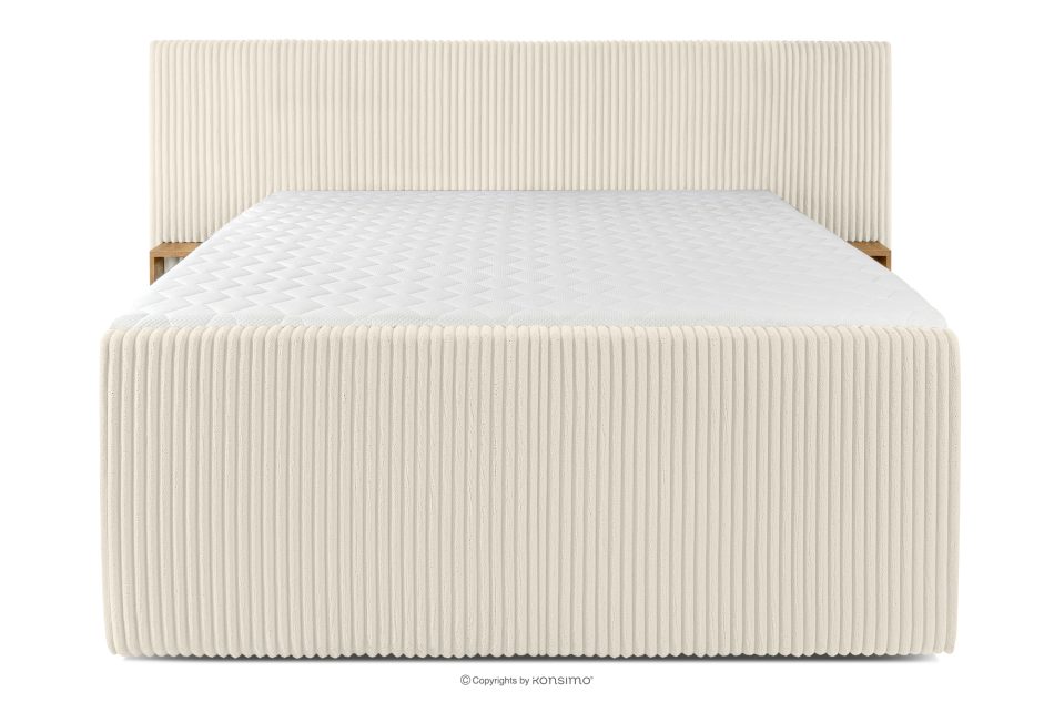 LILIUM PRO Boxspringbett mit LED-Nachttischen Doppelzimmer mittelhart 160 cm Doppelmatratze + HR-Topper Cordstoff weiß/ecru weiß/ecru - Foto 5