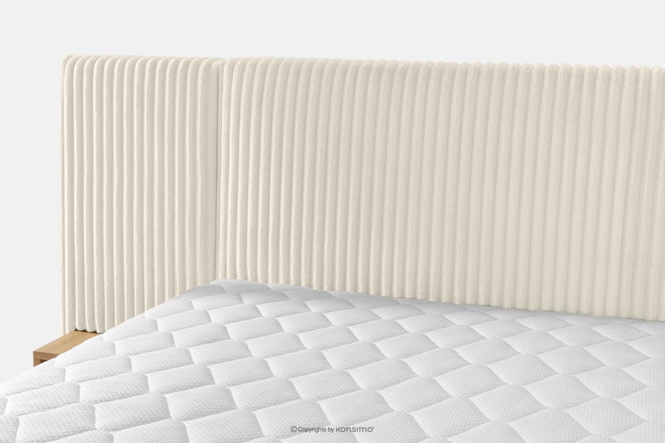 LILIUM PRO Boxspringbett mit LED-Nachttischen Doppelzimmer mittelhart 160 cm Doppelmatratze + HR-Topper Cordstoff weiß/ecru weiß/ecru - Foto 10