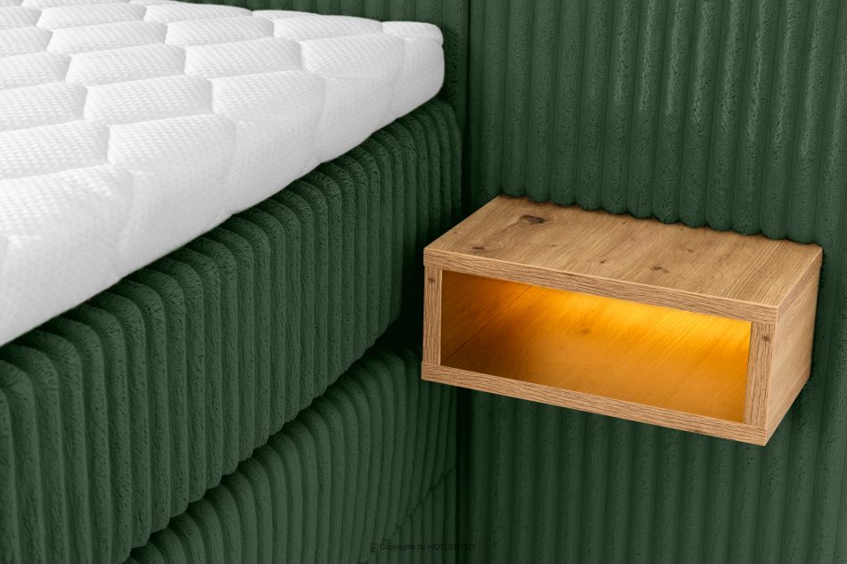 LILIUM PRO Boxspringbett mit LED-Nachttischen Doppelzimmer mittelhart 160 cm Doppelmatratze + HR-Topper Cordstoff in Dunkelgrün dunkelgrün - Foto 16