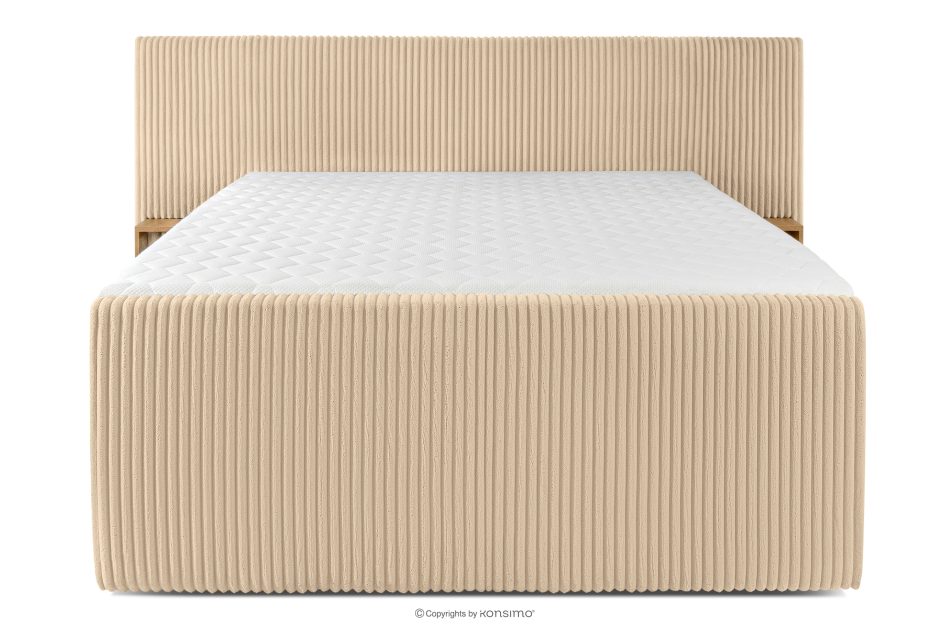 LILIUM PRO Boxspringbett mit LED-Nachttischen Doppelzimmer mittelhart 160 cm Doppelmatratze + HR-Topper Cordstoff sandfarben sandfarben - Foto 5