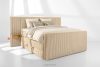 LILIUM PRO Boxspringbett mit LED-Nachttischen Doppelzimmer mittelhart 160 cm Doppelmatratze + HR-Topper Cordstoff sandfarben sandfarben - Foto 2