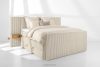 LILIUM PRO Boxspringbett mit LED-Nachttischen Doppelzimmer mittelhart 160 cm Doppelmatratze + HR-Topper Cordstoff beige beige - Foto 2