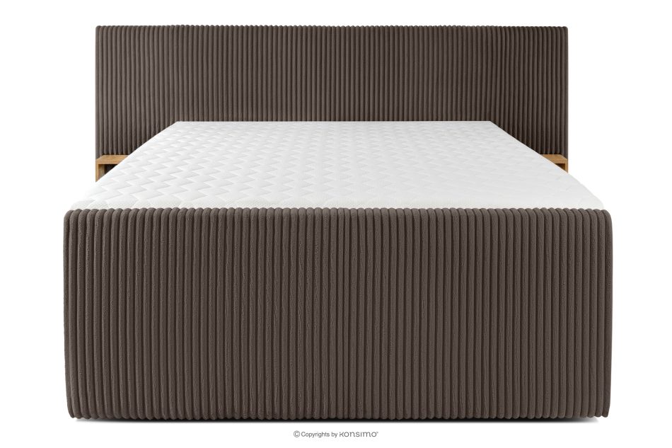 LILIUM PRO Boxspringbett mit LED-Nachttischen Doppelzimmer mittelhart 160 cm Doppelmatratze + HR-Topper Cordstoff in Braun braun - Foto 5