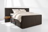 LILIUM PRO Boxspringbett mit LED-Nachttischen Doppelzimmer mittelhart 160 cm Doppelmatratze + HR-Topper Cordstoff in Dunkelbraun dunkelbraun - Foto 2