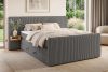 LILIUM PRO Boxspringbett mit LED-Nachttischen Doppelzimmer mittelhart 160 cm Doppelmatratze + Visco-Topper Cordstoff grau grau - Foto 22