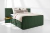 LILIUM PRO Boxspringbett mit LED-Nachttischen Doppelzimmer mittelhart 160 cm Doppelmatratze + Visco-Topper Cordstoff in Dunkelgrün dunkelgrün - Foto 2