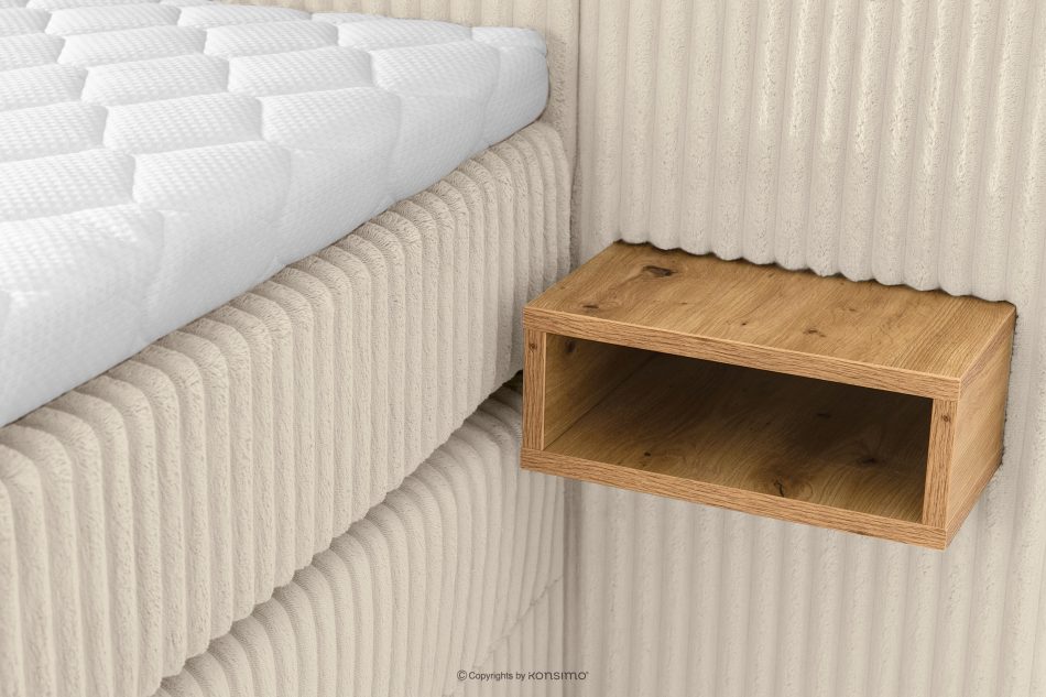 LILIUM PRO Boxspringbett mit LED-Nachttischen Doppelzimmer mittelhart 160 cm Doppelmatratze + Visco-Topper Cordstoff beige beige - Foto 17