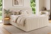LILIUM PRO Boxspringbett mit LED-Nachttischen Doppelzimmer mittelhart 160 cm Doppelmatratze + Visco-Topper Cordstoff beige beige - Foto 22