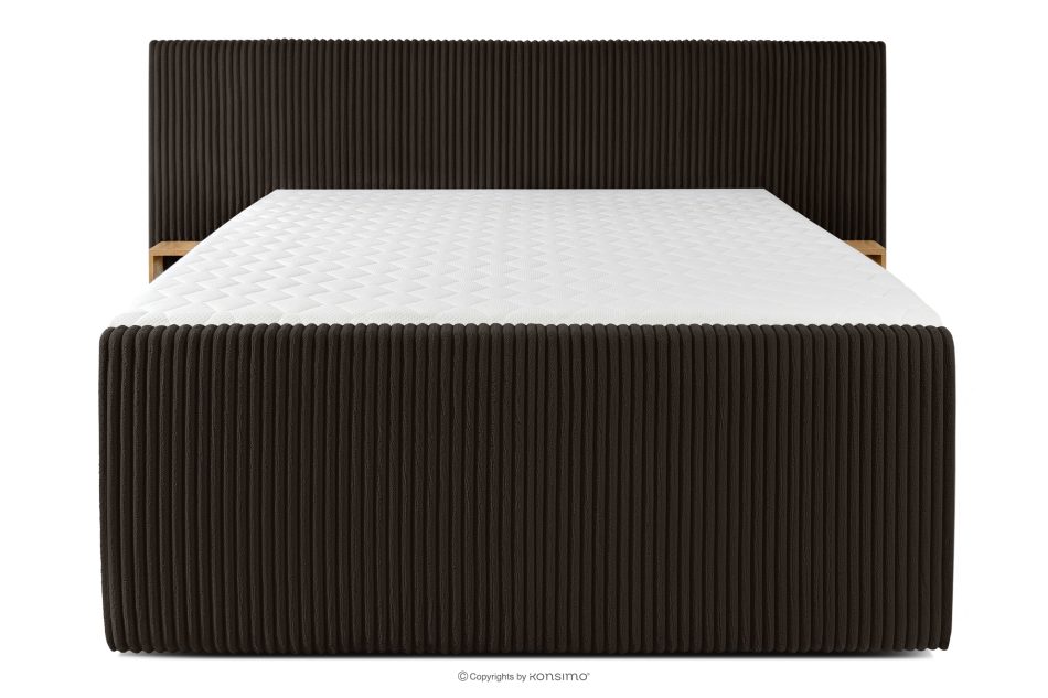 LILIUM PRO Boxspringbett mit LED-Nachttischen Doppelzimmer mittelhart 160 cm Doppelmatratze + Visco-Topper Cordstoff in Dunkelbraun dunkelbraun - Foto 5