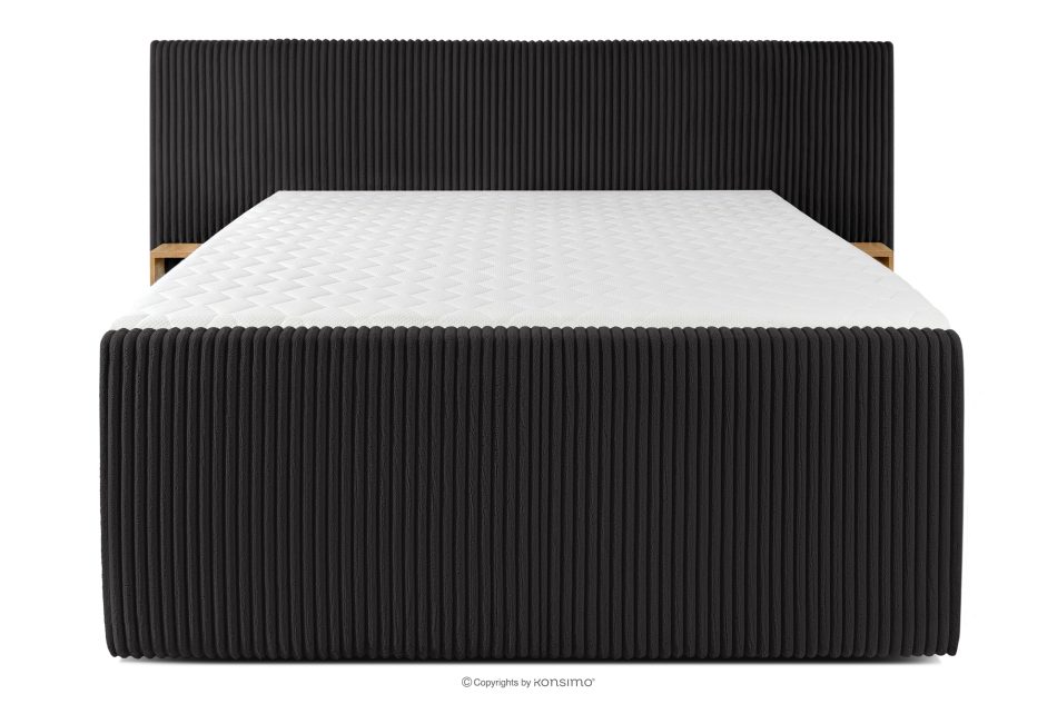 LILIUM PRO Boxspringbett mit LED-Nachttischen Doppelzimmer hart 160 cm Doppelmatratze + HR-Topper Cordstoff schwarz schwarz - Foto 5