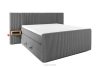 LILIUM PRO Boxspringbett mit LED-Nachttischen Doppelzimmer hart 160 cm Doppelmatratze + HR-Topper Cordstoff grau grau - Foto 3