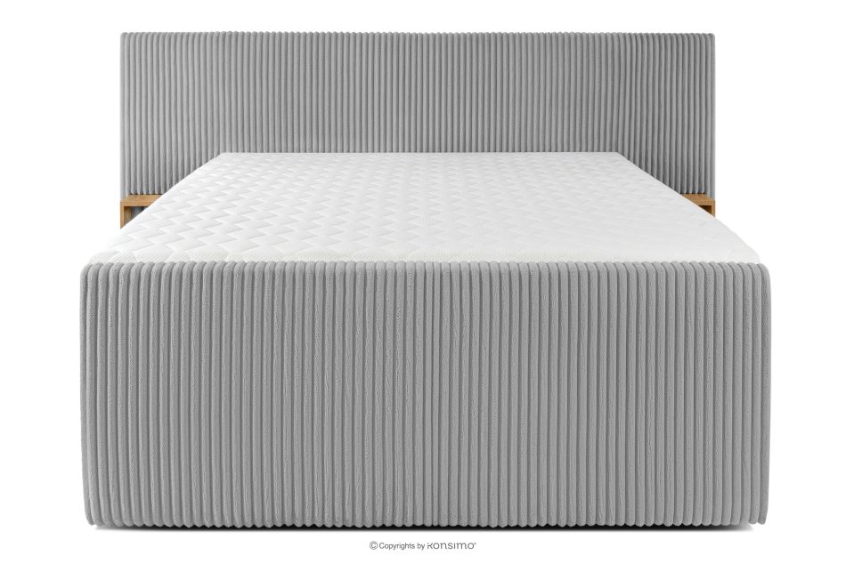 LILIUM PRO Boxspringbett mit LED-Nachttischen Doppelzimmer hart 160 cm Doppelmatratze + HR-Topper Cordstoff hellgrau hellgrau - Foto 5