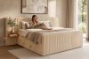 LILIUM PRO Boxspringbett mit LED-Nachttischen Doppelzimmer hart 160 cm Doppelmatratze + HR-Topper Cordstoff in Sand sandfarben - Foto 23