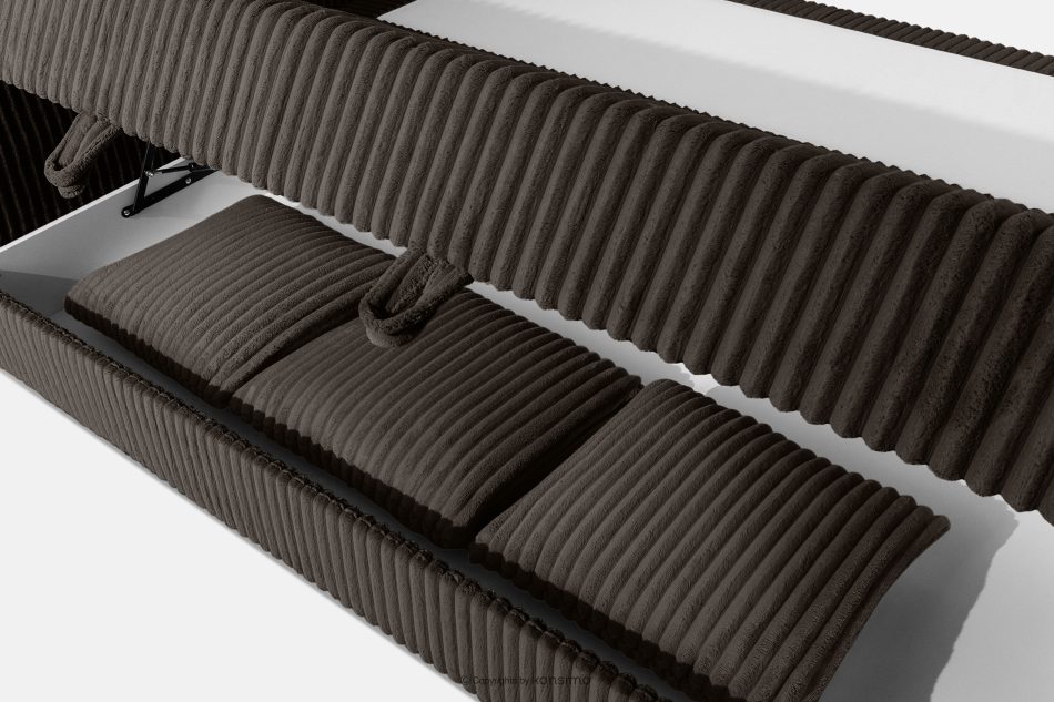 LILIUM PRO Boxspringbett mit LED-Nachttischen Doppelzimmer hart 160 cm Doppelmatratze + HR-Topper Cordstoff dunkelbraun dunkelbraun - Foto 14