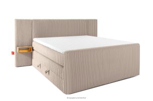 LILIUM PRO, https://konsimo.de/kollektion/lilium-pro/ Boxspringbett mit LED-Nachttischen Doppelzimmer hart 160 cm Doppelmatratze + HR-Topper Cordstoff in Taupe taupe - Foto