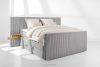 LILIUM PRO Boxspringbett mit LED-Nachttischen Doppelzimmer hart 160 cm Doppelmatratze + Visco-Topper Cordstoff hellgrau hellgrau - Foto 2