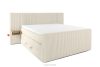 LILIUM PRO Boxspringbett mit LED-Nachttischen Doppelzimmer hart 160 cm Doppelmatratze + Visco-Topper Cordstoff weiß/ecru weiß/ecru - Foto 3