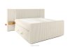 LILIUM PRO Boxspringbett mit LED-Nachttischen Doppelzimmer hart 160 cm Doppelmatratze + Visco-Topper Cordstoff weiß/ecru weiß/ecru - Foto 4