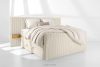 LILIUM PRO Boxspringbett mit LED-Nachttischen Doppelzimmer hart 160 cm Doppelmatratze + Visco-Topper Cordstoff weiß/ecru weiß/ecru - Foto 2