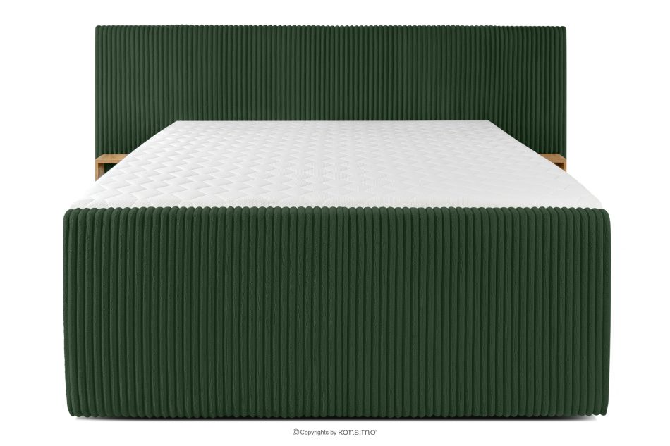 LILIUM PRO Boxspringbett mit LED-Nachttischen Doppelzimmer hart 160 cm Doppelmatratze + Visco-Topper Cordstoff dunkelgrün dunkelgrün - Foto 5