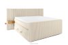 Boxspringbett mit LED-Nachttischen Doppelzimmer hart 160 cm Doppelmatratze + Visco-Topper Cordstoff beige