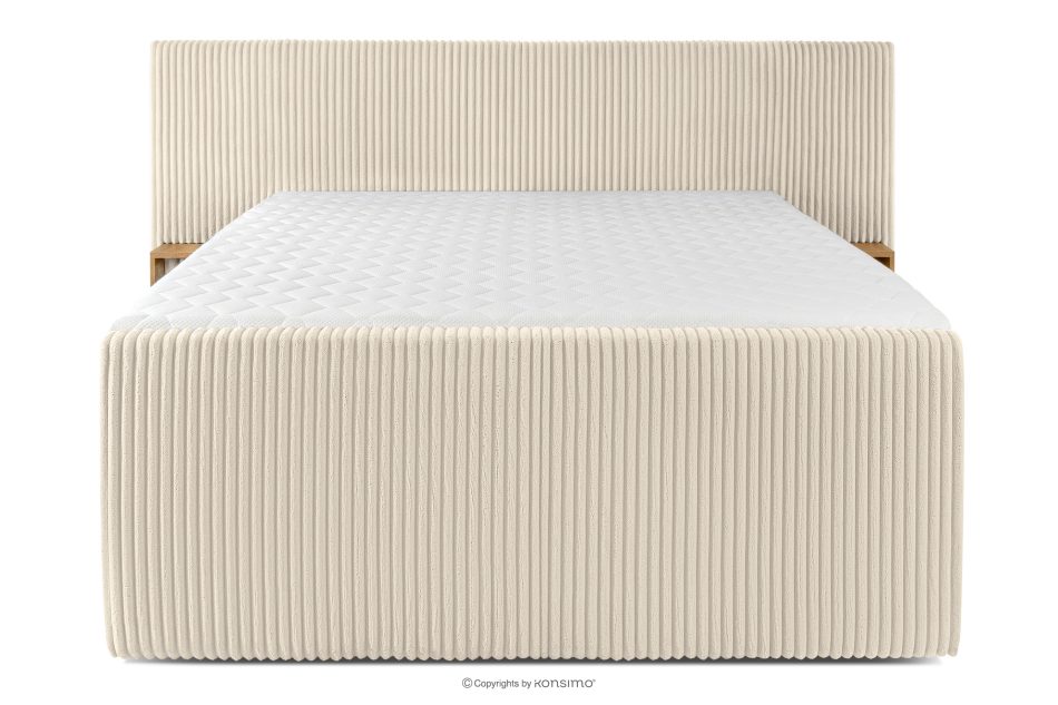 LILIUM PRO Boxspringbett mit LED-Nachttischen Doppelzimmer hart 160 cm Doppelmatratze + Visco-Topper Cordstoff beige beige - Foto 5