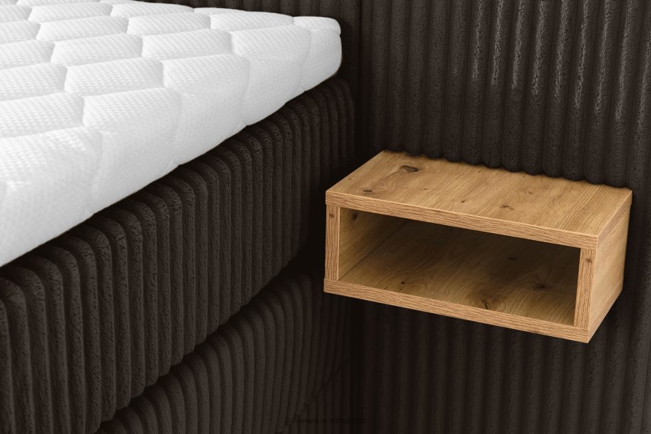 LILIUM PRO Boxspringbett mit LED-Nachttischen Doppelzimmer hart 160 cm Doppelmatratze + Visco-Topper Cordstoff dunkelbraun dunkelbraun - Foto 17