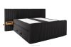 LILIUM PRO Boxspringbett mit LED-Nachttischen Doppelzimmer mittelhart 180 cm Doppelmatratze + HR-Topper Cordstoff schwarz schwarz - Foto 4