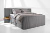 LILIUM PRO Boxspringbett mit LED-Nachttischen Doppelzimmer mittelhart 180 cm Doppelmatratze + HR-Topper Cordstoff in Grau grau - Foto 2