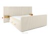 LILIUM PRO Boxspringbett mit LED-Nachttischen Doppelzimmer mittelhart 180 cm Doppelmatratze + HR-Topper Cordstoff weiß/ecru weiß/ecru - Foto 5