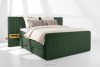 LILIUM PRO Boxspringbett mit LED-Nachttischen Doppelzimmer mittelhart 180 cm Doppelmatratze + HR-Topper Cordstoff in Dunkelgrün dunkelgrün - Foto 2