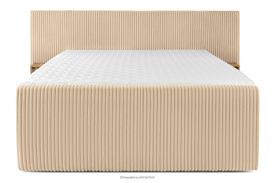 LILIUM PRO Boxspringbett mit LED-Nachttischen Doppelzimmer mittelhart 180 cm Doppelmatratze + HR-Topper Cordstoff sandfarben sandfarben - Foto 5